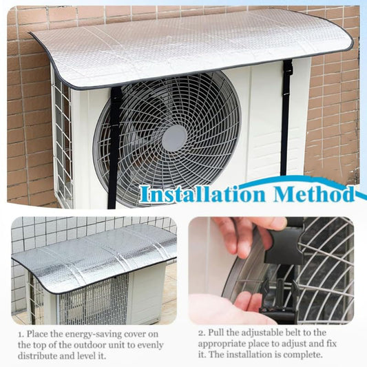 AC Outdoor Unit Aluminium Protector Cover with Straps – Waterproof Sun & Rain Shield