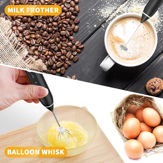 Electric Milk Frother – USB Rechargeable Handheld Foam Maker | 3 Speed Settings | Perfect for Coffee, Chai & More