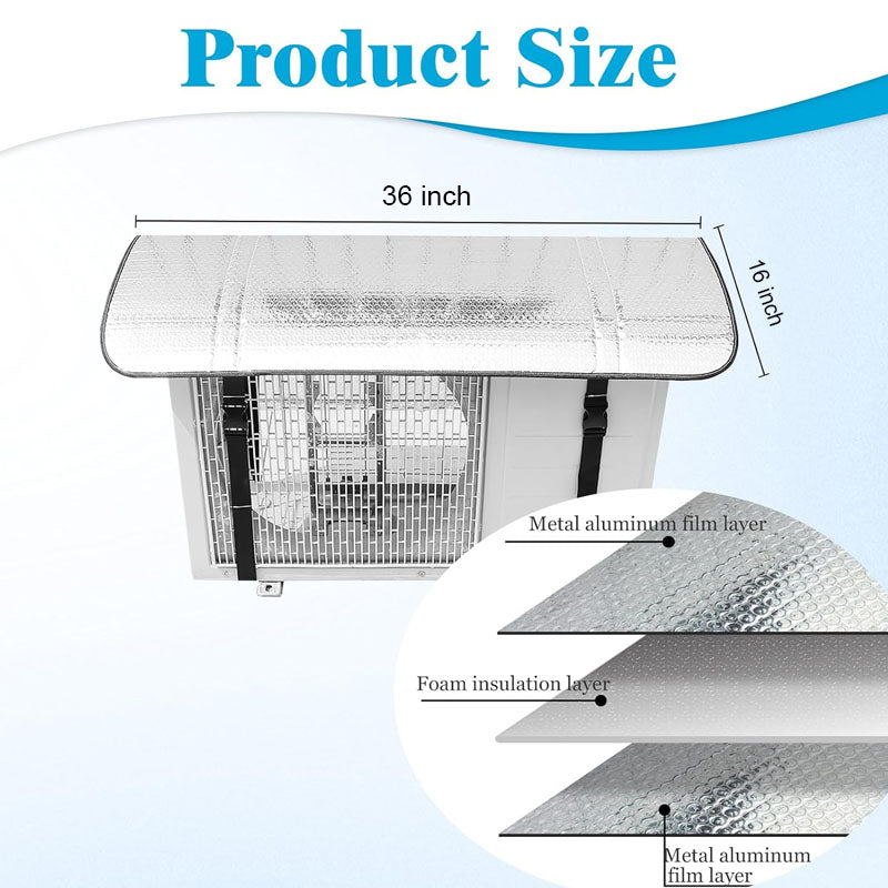 AC Outdoor Unit Aluminium Protector Cover with Straps – Waterproof Sun & Rain Shield
