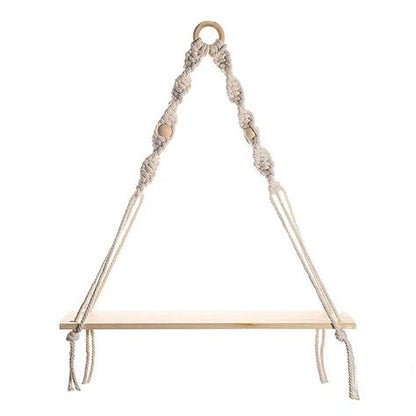 Macramé Wooden Wall Hanging Shelf – Handmade Boho Decor