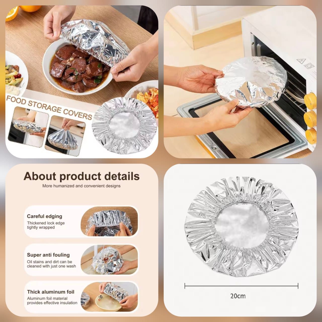 Aluminum Foil Food Storage Covers Pack of 20/50/100 Pcs