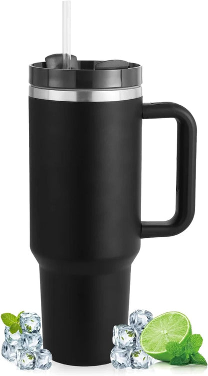 40oz Insulated Tumbler with Handle & Straw | Hot & Cold Travel Mug | Aesthetic Tumbler Pakistan